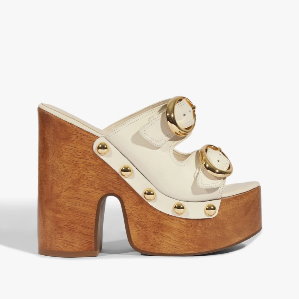 SCHUTZ Cream and Gold Platform Sandals